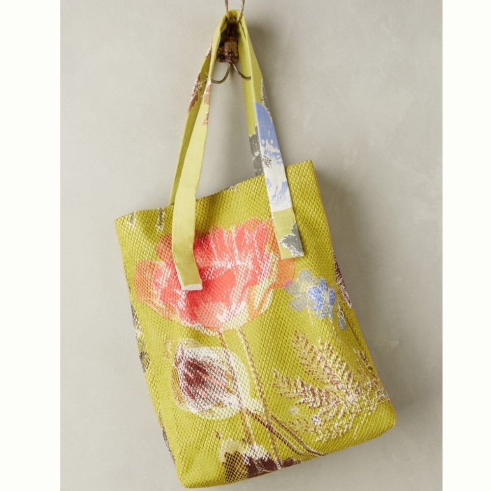 NWT Anthropologie Sungarden Mesh Tote Bag, floral